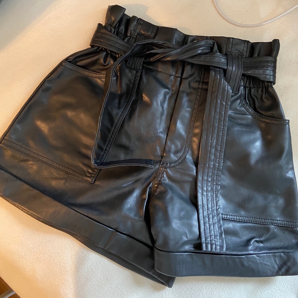 Black Faux Leather Shorts